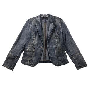 Baccini Blue Denim Jean Jacket with Embedded Glitter Size M - No Buttons